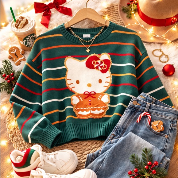 Sanrio Sweaters - Hello Kitty by Sanrio XL Gingerbread Holiday Sweater Christmas Knit
